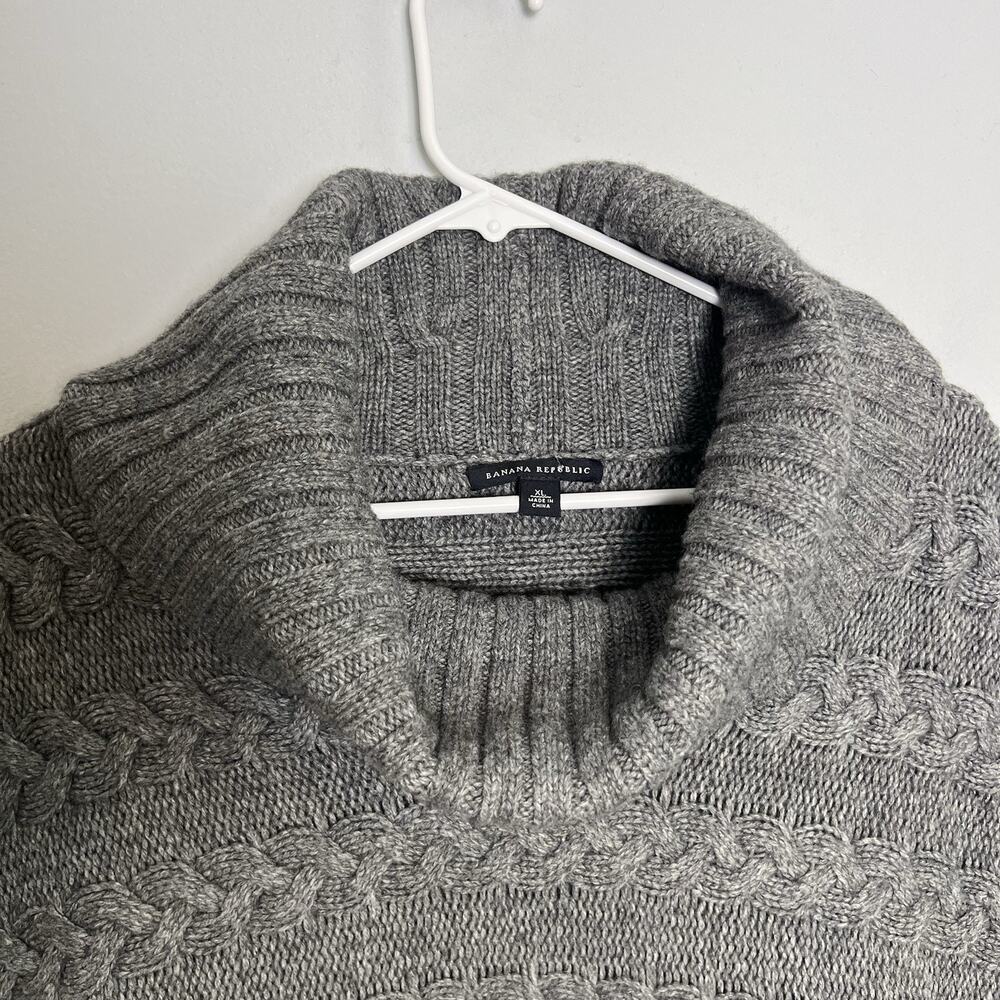 Banana Republic Women Turtleneck Sleeveless Sweater Lambswool Cotton Sz XL Gray - Picture 6 of 12